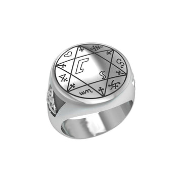 Successful Business Solomon Seal Silver Signet Men Ring with Triquetra TRI2499 - Jewelry